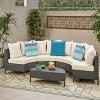 GDFStudio Harper Outdoor Wicker 4 Seater Semi-Circle Sectional Sofa Set with Water-Resistant Cushions - 2 of 4