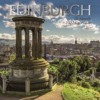 The Gifted Stationery 2021 - 2022 Monthly Travel Wall Calendar, 16 Month, Edinburgh Scenic Theme with Reminder Stickers, 12 x 12 in