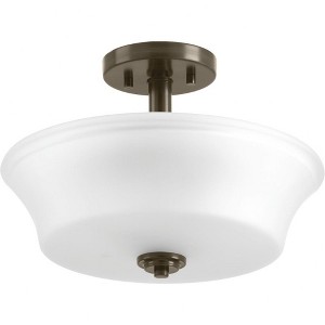 Progress Lighting, Cascadia, 2-Light Semi-Flush, Polished Chrome, Etched Glass - 1 of 3
