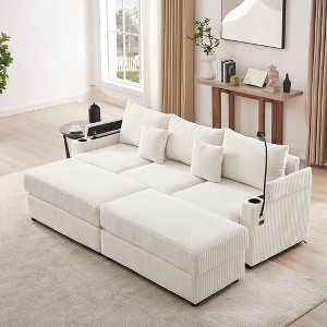 2/4/5/6 pcs Sectional Sofa Couch, Storage Sofa Chair with Movable Ottoman, USB Ports, Cup Holders, Phone Holder -ModernLuxe - 1 of 4