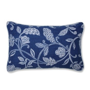 Stencil Vine Ocean Lumbar Throw Pillow - Pillow Perfect, Beige Blue