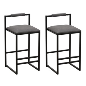 ChicFurnit Dining Chairs 2 PCS High Bar Stools Bar Chairs Metal Frame Dining Chairs for Counter, Kitchen Island, Gray, 16.54"*15.35"*32.48" - 1 of 4