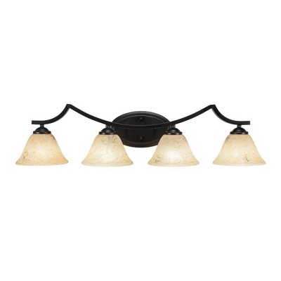 Toltec Lighting Zilo 4 - Light Vanity in  Matte Black with 7" Italian Marble Shade