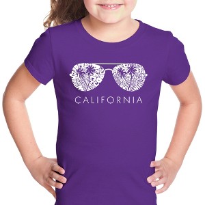 LA Pop Art Girl's Word Art T-shirt - California Shades - 1 of 4