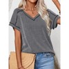 Womens V Neck T-Shirts Short Sleeve Inside Out Seam Style Tops Striped Shirts Drop Shoulder Lounge Tops Summer Causal Tops - 4 of 4