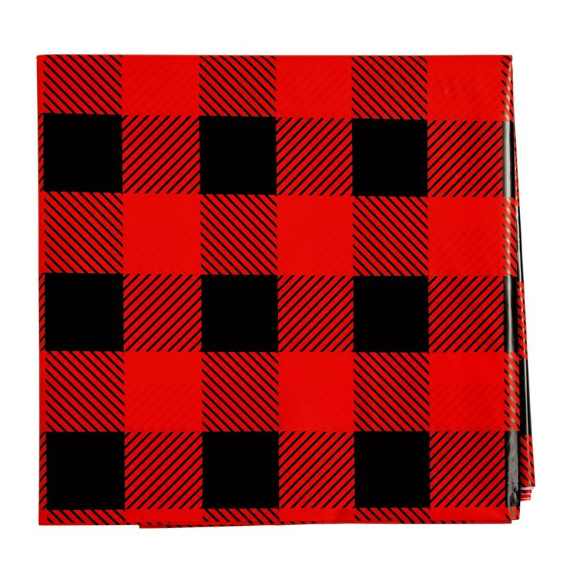 Blue Panda 3 Pack Red and Black Plastic Tablecloth for Kids Buffalo Birthday, Lumberjack Party Decorations, 54 x 108 In, 4 of 6