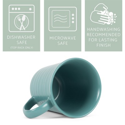 Turquoise Matte Ceramic Microwave Safe Coffee Mug Set of 4