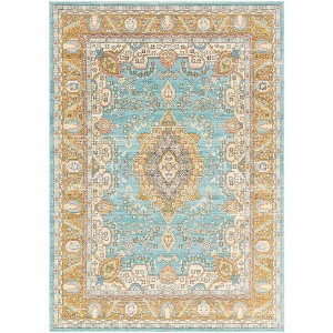 Livabliss Bodrum 6'11"x9' Rectangle Woven Indoor Area Rugs Bright Yellow: Stain-Resistant Polypropylene Medallion Design - 1 of 4