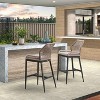 PURPLE LEAF Bar Stools Set of 2 Height Metal Bar Chairs with Back Modern Aluminum Tall Comfy Wicker Woven Boho Barstools Garden Pool Patio Outdoor - 3 of 4