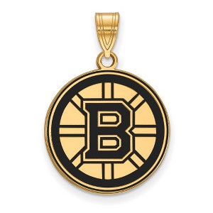 Black Bow Jewelry 14k Yellow Gold Plated Sterling Silver Boston Bruins NHL Large Pendant - 1 of 3