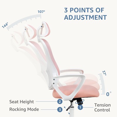 CENGHU Mesh Rolling Office Chair with Wheels and Adjustable Headrests, Lumbar Support, Comfy Armrest, Desk Chair for Home, Bedroom, Study