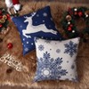 Set of 4 Christmas Pillow Covers 18x18 in Winter Holiday Xmas Tree Snowflakes Reindeer Throw Pillow Cover, Farmhouse Decorative Cushion Case for Sofa - 4 of 4