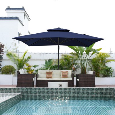 CASAINC 11 Ft Square Cantilever Umbrella with Base