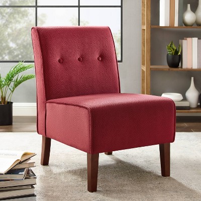 Elegant Coco Slipper Accent Chair in Luxurious Red with Sturdy Wood Frame