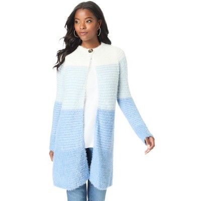 Roaman's Women's Plus Size Ombre Eyelash Cardigan Sweater