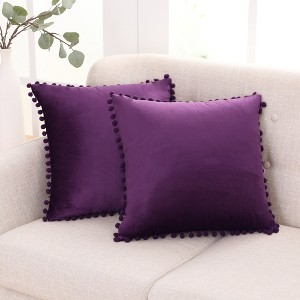 Deconovo Velvet Pom-Pom Pillow Covers 2-Pack – Multiple Sizes (Cover Only) - 1 of 4