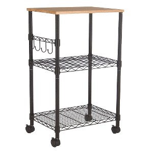 Microwave Cart - Black - Room Essentials™: Utility Storage with Locking Wheels, 34" Height - 1 of 2