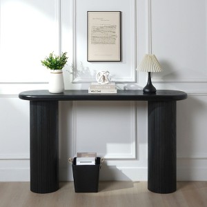 Wooden Console Table with Fluted Leg Design and Slim Space-Saving Profile, Modern Narrow Entryway and Sofa Table - 1 of 4