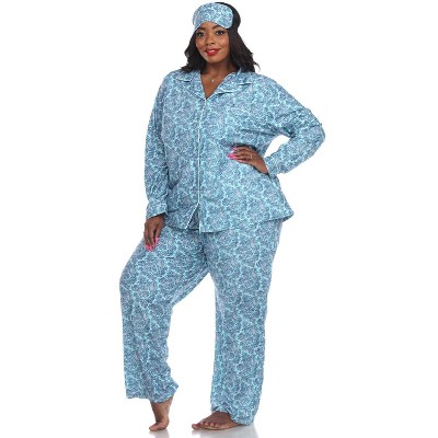 Lands' End Women's Tall Knit Pajama Set Long Sleeve T-shirt And