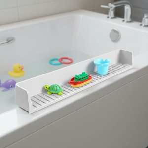 XINGHANZHENXUAN Silicone Bathtub Splash Guard with 11 Suction Cups | Bath Toy Holder & Play Shelf to Prevent Water Spill - Gray - 1 of 4