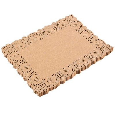 Juvale Lace Paper Doilies - 100-Pack Rectangle Decorative Paper Placemats Bulk , Brown, 15.5x11.7"