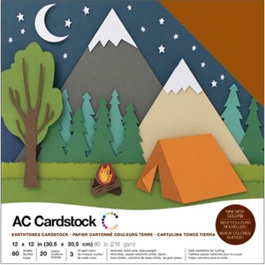 American Crafts Variety Cardstock Pack 12"X12" 60/Pkg-Earthtones - 1 of 2
