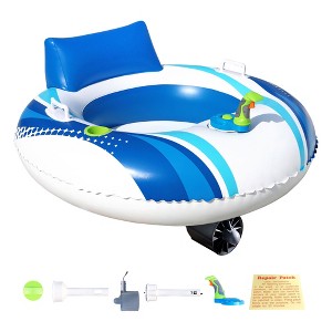 Banzai Motorized Battery Powered Inflatable Pool Cruiser Water Float with Backrest, Handles, and Built-In Cupholder for Teens/Adults - 1 of 4