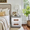 Art Leon Aluminum Rivet Accent Cabinet Nightstand with Drawer, Silver - 2 of 4