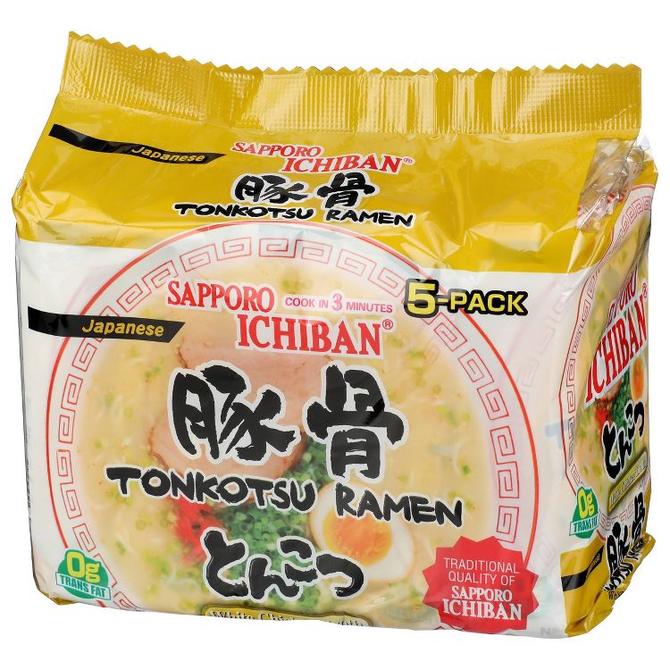 Sapporo Ichiban Japanese Tonkotsu Ramen Noodles - 18.5oz/5ct, 1 of 5