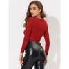 Allegra K Women's Glitter Long Sleeve Cut Out Twist Front Slim Fitted Crop Top - 4 of 4