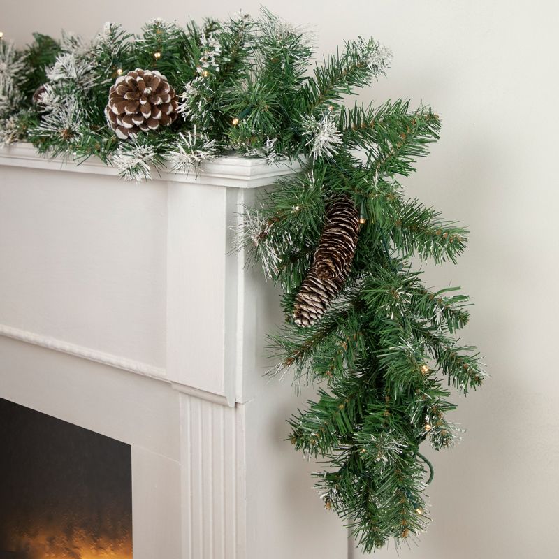 Northlight Pre-Lit Battery Operated Pine Cone Artificial Christmas Garland - 6' x 9" - Cool White LED Lights, 3 of 5
