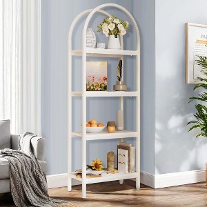 Kumasinova 4-Tier Bookshelf,Arched Bookcase with Display Shelves & Metal Frame,Bookcases for Living Room,Bedroom,Office,Kitchen - 1 of 4