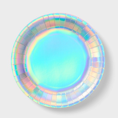 20ct Disposable Holographic Dinner Plates White   Spritz™ : Target