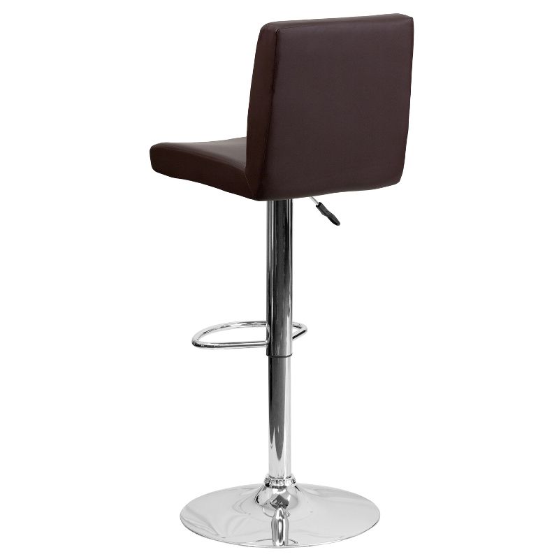 Emma and Oliver 2 Pack Contemporary Vinyl Adjustable Height Barstool with Panel Back and Chrome Base, 3 of 7