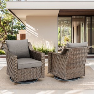 Belord Patio Swivel Rocking Chairs Set of 2, All Weather PE Wicker Patio Furniture Swivel Glider Rocker Chair with Wide Armrest and Deep Seat - 1 of 4