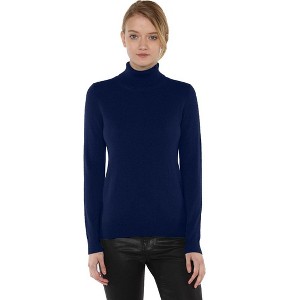 JENNIE LIU Women's 100% Pure Cashmere Long Sleeve Turtleneck Pullover Sweater - 1 of 2