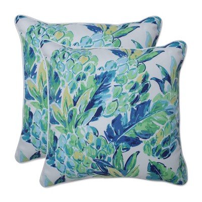2pc 16.5" Outdoor/Indoor Throw Pillow Set Vida Opal Blue - Pillow Perfect