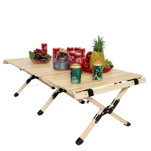 PAGED Small Size Portable Dining Table Modern Wooden Patio Folding Table with X-Frame for Indoor and Outdoor - 1 of 4
