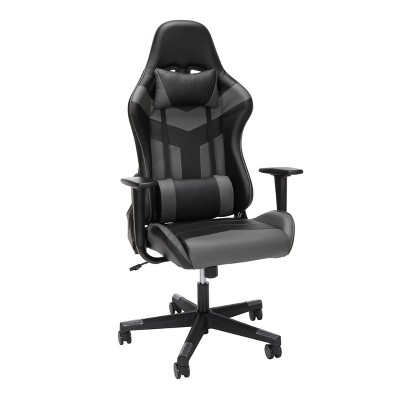 High Back Leather Gaming Chair Gray - OFM