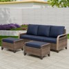 EAGLE PEAK Outdoor Rattan Furniture Set, Wicker Patio Couch, PE Rattan 3-Seat Sofa with Ottoman - 2 of 4