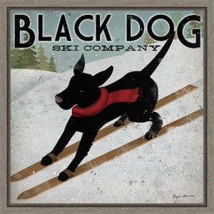 Amanti Art Black Dog Ski Co (square) by Ryan Fowler Framed Canvas Wall Art - 1 of 4