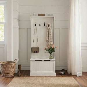 Resenkos Entryway Hall Tree - Coat Rack, Sitting/Mudroom Bench with Storage & Hooks, - 1 of 4