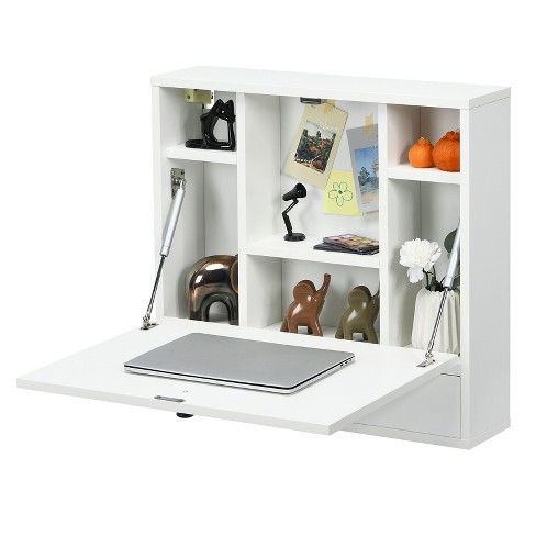 Tangkula White Desk with Storage Drawer & Shelves, Compact Desk for Small  Space, Modern Wooden Study Desk Writing Desk with Storage Drawer &  Compartments, PC Laptop Desk Small Desk for Bedroom 