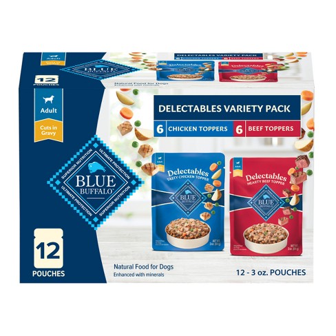 Blue Buffalo Delectables Grain Free Natural Wet Dog Food Topper Variety Pack Chicken Dinner Beef Dinner 3oz 12ct Target