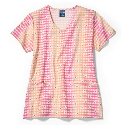 Zoe and Chloe Zoe+Chloe V-Neck Border Print Scrub Top