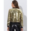 INSPIRE CHIC Women's Party Sequin Sparkle Long Sleeve Cropped Length Zipper Bomber Jacket - 4 of 4