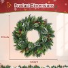 Pre-Lit Frosted Christmas Wreath Set of 6, Christmas Decoration with Pine Cones, Holly Berries - 2 of 4