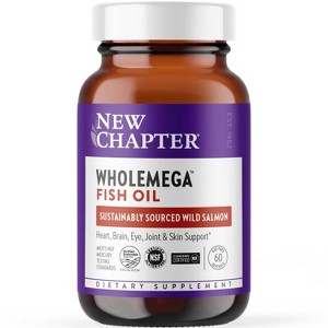 New Chapter Wholemega Fish Oil - Wild Alaskan Salmon Oil - 1000mg Softgels - 60ct - 1 of 4