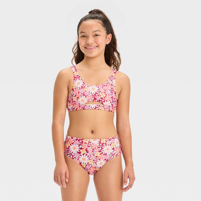 Girls&#39; Keep on Dreaming Floral Printed Bikini Set - art class&#8482;, 4 of 6
