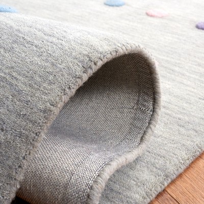 Silver 5' x 5' Square Handmade Wool Kids Area Rug